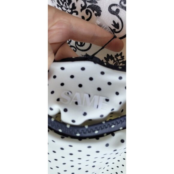 SAME Los Angeles Swim Womens One Piece ColorBlock Polka Dot White/Black Medium - Picture 3 of 5